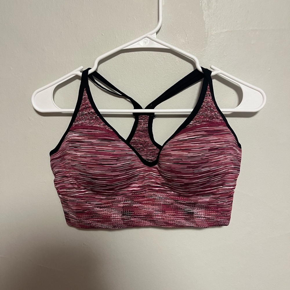 Xhilaration Strappy Pink and Black Sports Bra